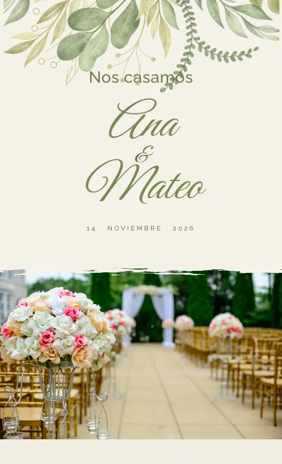 Invitación digital Eucalipto para boda
