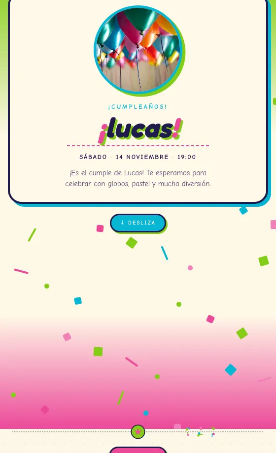 Invitación digital Sticker Pop para cumpleaños